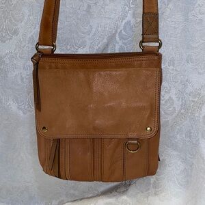 Vintage Fossil Morgan Tan Leather Crossbody Bag Purse